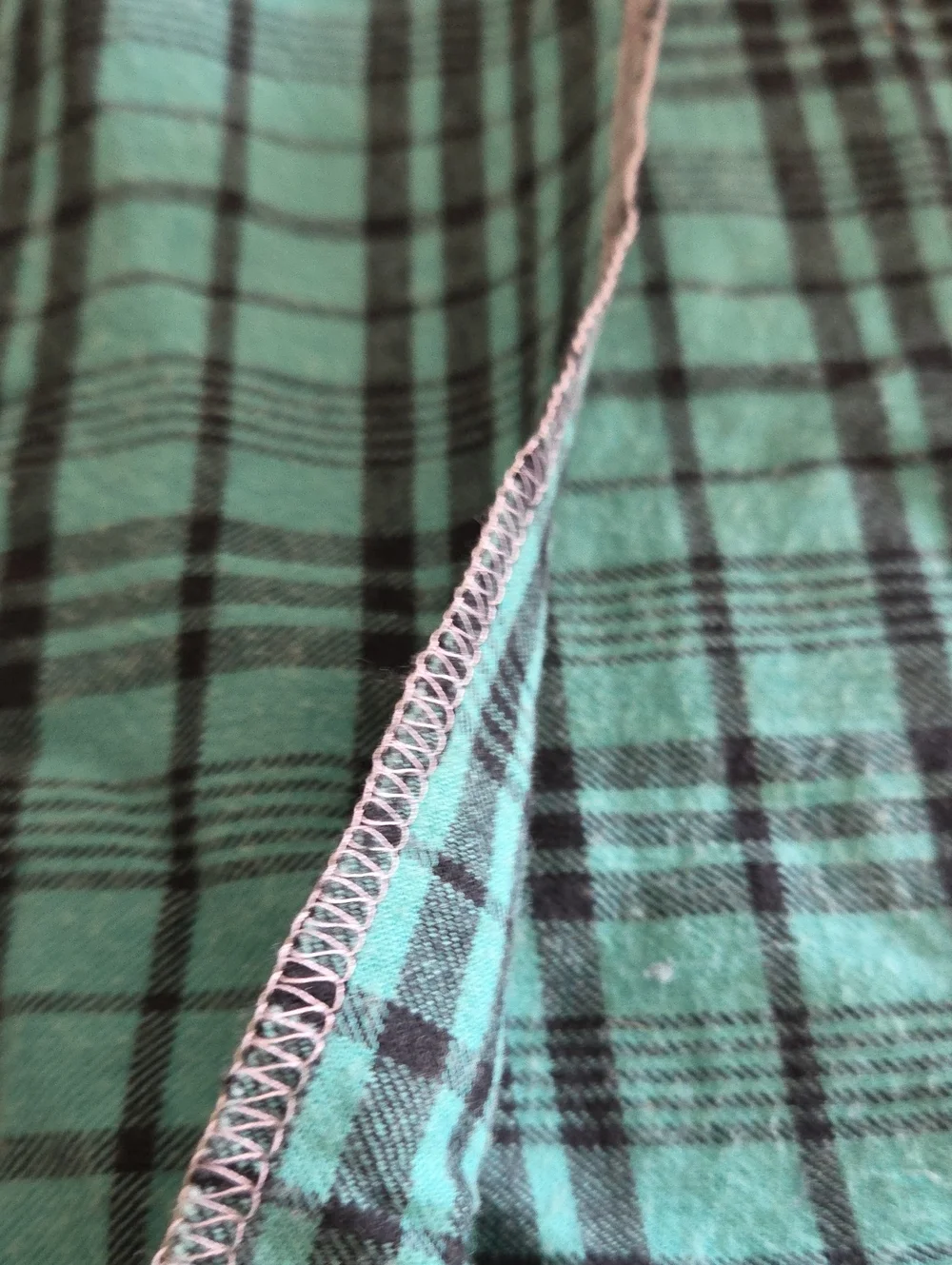 Vintage Double SIded Checker/Stripes Black/Turquoise Cotton Flannel Fabric 1.5yd